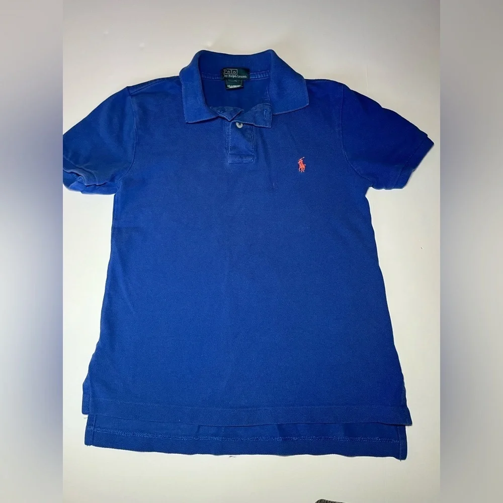 Ralph Lauren Blue Polo with Orange Pony Embroidery Boys sz 8